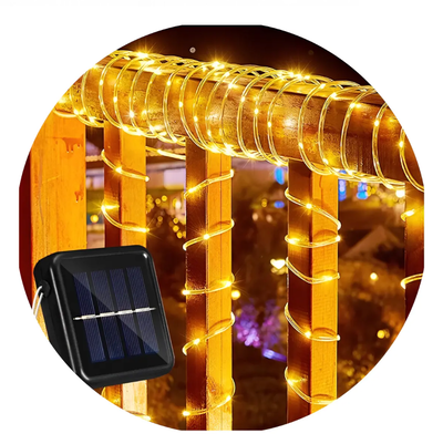 Guirnalda manguera LED SOLAR CÁLIDO 10mts en caja marrón (MELECH-737)