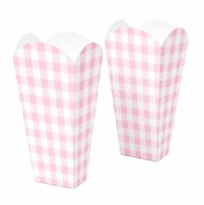Cajitas pochocleras cuadritos rosa pastel x8 unidades