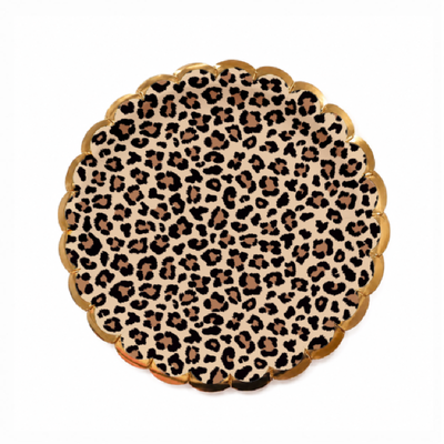 Plato animal print borde dorado x8 unidades