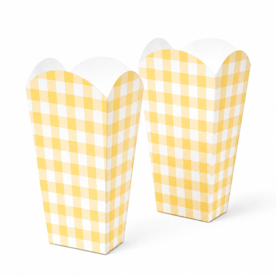 Cajitas pochocleras cuadritos amarillo pastel x8 unidades