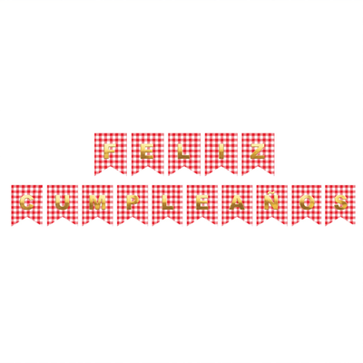 Banderín Feliz cumpleaños cuadritos ROJO