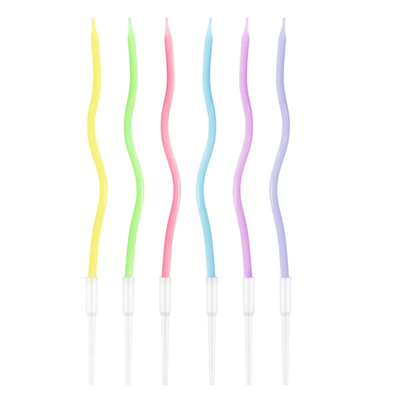 Vela con ondas surtido pastel x6 unidades