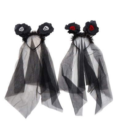 Vincha CALAVERA halloween con velo x1 unidad