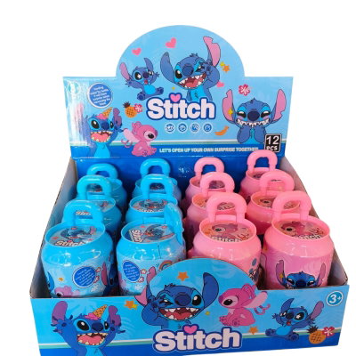 Muñeco sorpresa STITCH + 3 cartas en garrafita x1 unidad