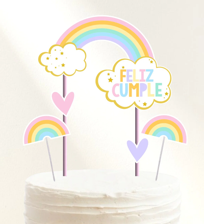 Topper silueta Arcoiris Pastel