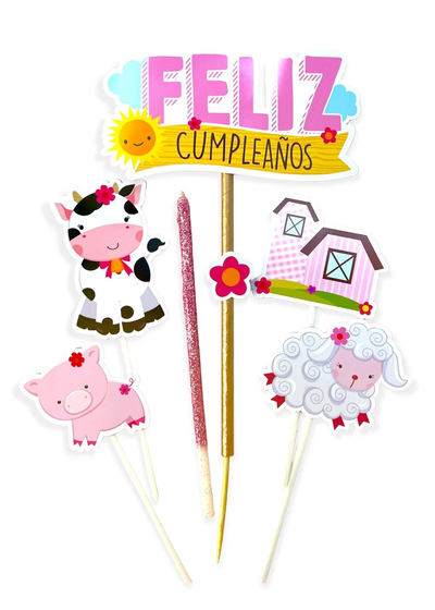 Topper silueta Granja Rosa