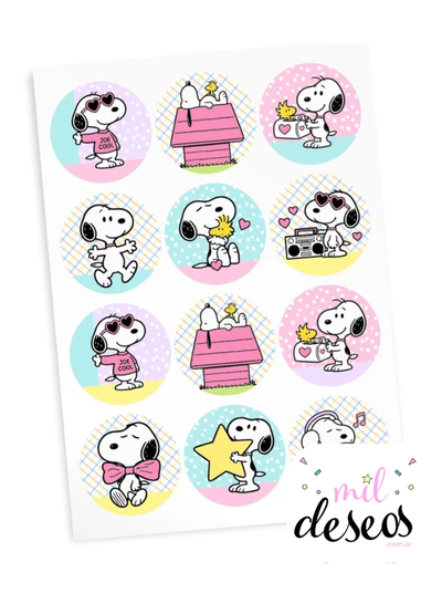 Sticker Snoopy Rosa x12
