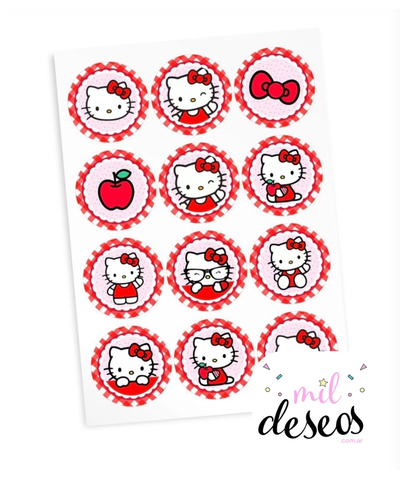 Sticker Hello Kitty Roja x12