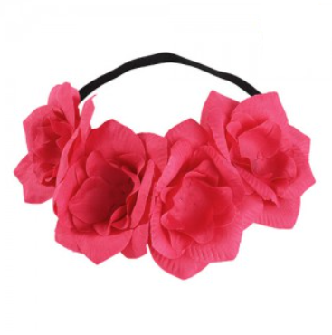Diadema vincha de flores FUCSIA