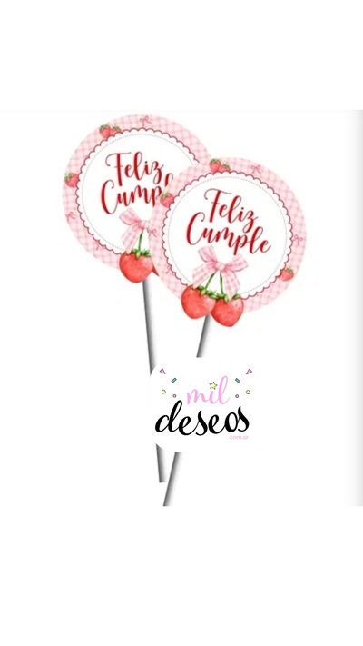 Big topper Frutilla moño rosa