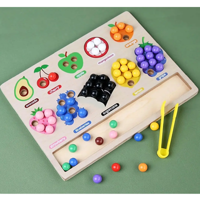 Juego de mesa infantil de madera frutas y colores en caja (18594)