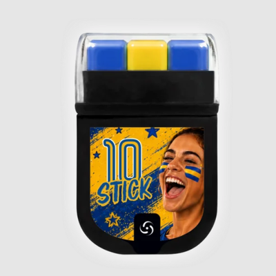 Barra de maquillaje bicolor AZUL Y AMARILLO x1 unidad