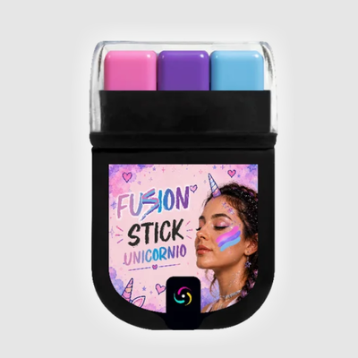Barra de maquillaje tricolor ROSA, CELESTE, VIOLETA x1 unidad