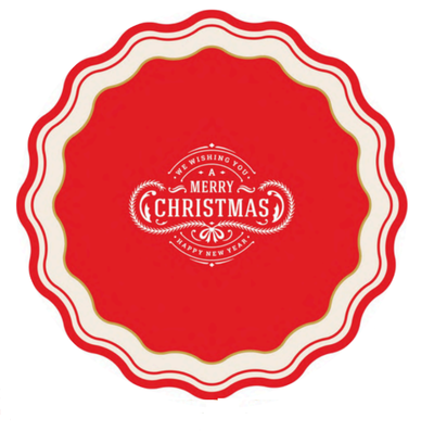 Plato de sitio de papel ondas rojo navidad x20 unidades