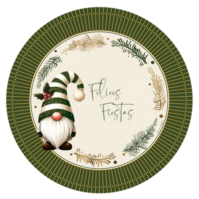 Plato de sitio de papel x10 unidades Duende navideño