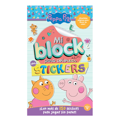 Libro PEPPA PIG BLOCK PARA COLOREAR de 56 páginas incluyen stickers (6831)