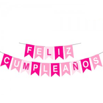 Banderín "Feliz cumpleaños" ROSA y FUCSIA