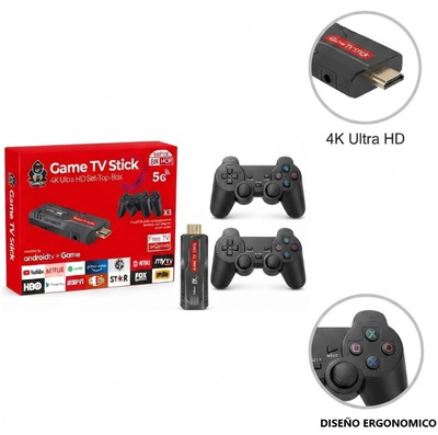 Multiconsola GAME TV STICK 8K 64gb inalámbrica con dos joystick