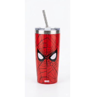 Vaso térmico SPIDERMAN con sorbete de acero inoxidable 600ml (DSM7203)