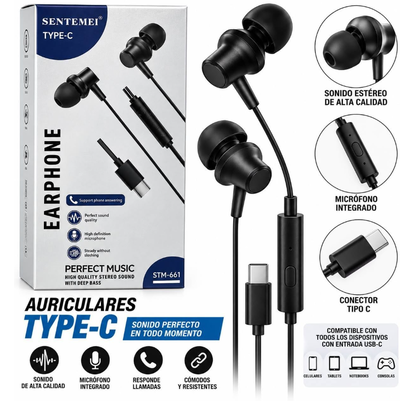 Auricular manos libres TIPO C SENTEMEI en caja (STM-661)