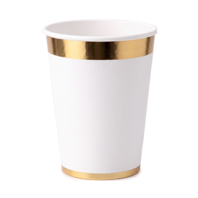 Vaso BLANCO borde dorado x10 unidades