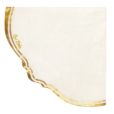 Servilleta BLANCA borde dorado x20 unidades