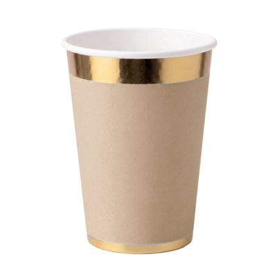 Vaso KRAFT borde dorado x10 unidades