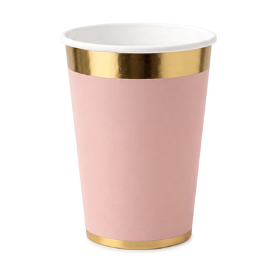 Vaso ROSA borde dorado x10 unidades