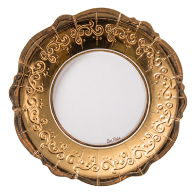 Plato blanco relieve borde grueso stamping dorado 21cm x10 unidades