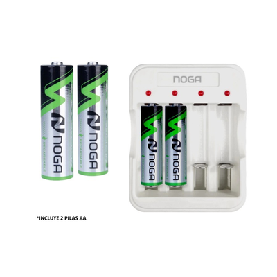 Cargador de pilas regulable USB con 2 pilas AA incluídas en blister (NGA-5200)