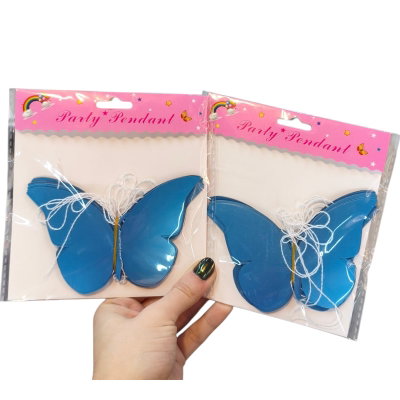 Guirnalda mariposa CELESTE PASTEL METALIZADA