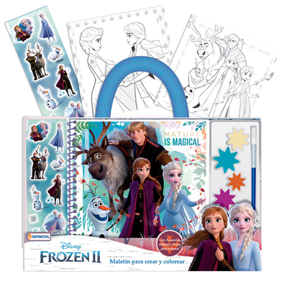 Maletín FROZEN librito para colorear con acuarelas incluyen stickers (DFZ07885)