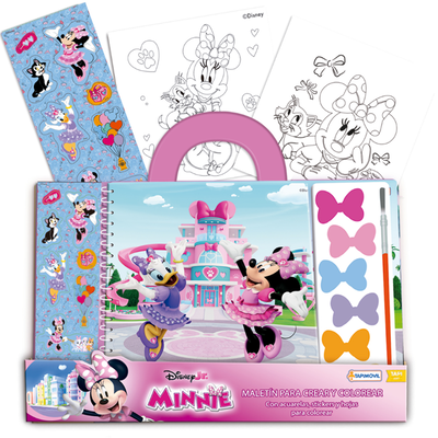 Maletín MINNIE librito para colorear con acuarelas incluyen stickers (DCH17650)