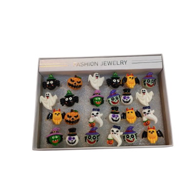 Anillo halloween metálico con luz x1 unidad