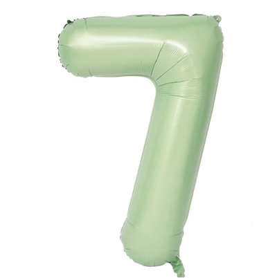 Globos números verde pastel N7 80cm 32" x1 unidad