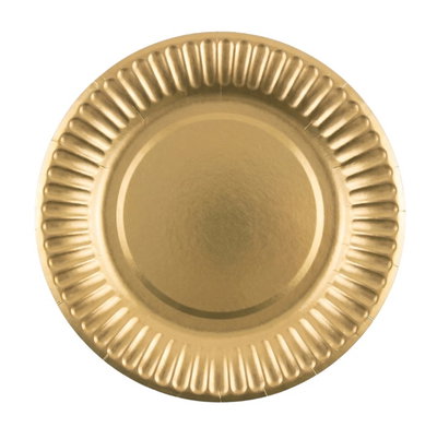 Plato acanalado dorado 23cm x10 unidades