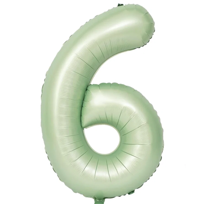 Globos números verde pastel N6 80cm 32" x1 unidad