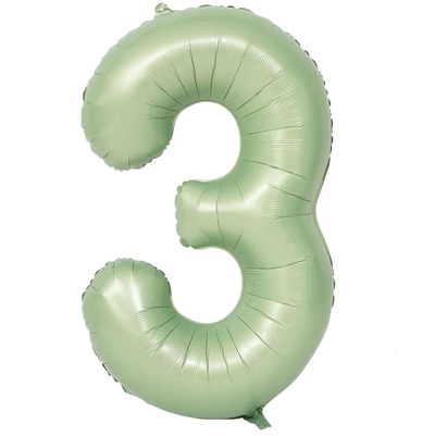Globos números verde pastel N3 80cm 32" x1 unidad