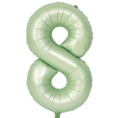 Globos números verde pastel N8 80cm 32" x1 unidad