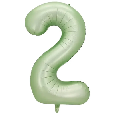 Globos números verde pastel N2 80cm 32" x1 unidad