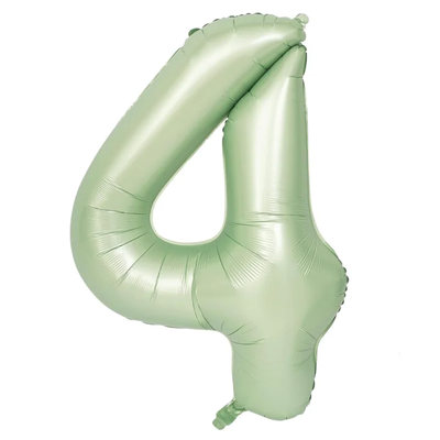 Globos números verde pastel N4 80cm 32" x1 unidad