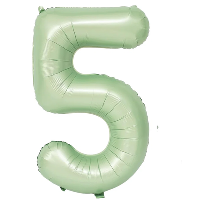 Globos números verde pastel N5 80cm 32" x1 unidad