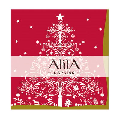 Servilleta árbol navidad rojo x20 unidades