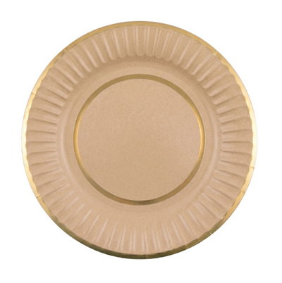 Plato kraft doble borde dorado 23cm x10 unidades