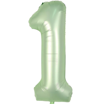 Globos números verde pastel N1 80cm 32" x1 unidad