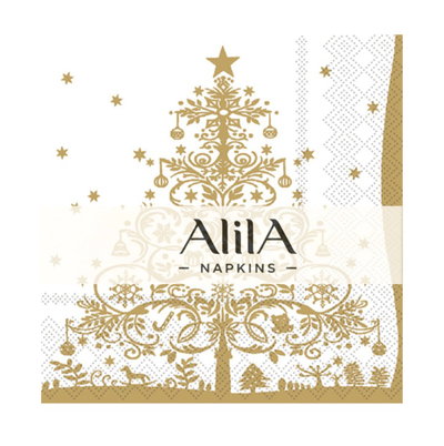 Servilleta árbol navidad dorado x20 unidades