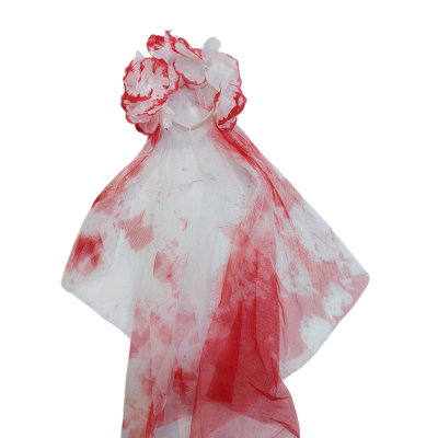 Vincha flor blanca con velo halloween x1 unidad