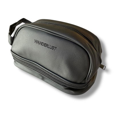 Neceser de cuerina negro WANDERLUST 2 cierres (39473)