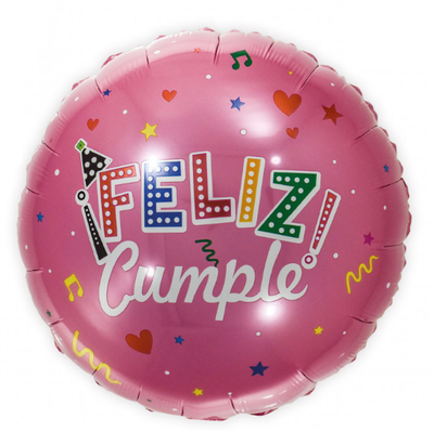 Globo redondo "Feliz cumple" ROSA 45cm