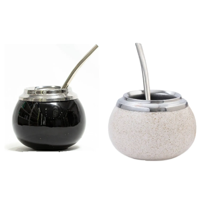Mate CRIOLLO de cerámica y acero inoxidable con bombilla en caja